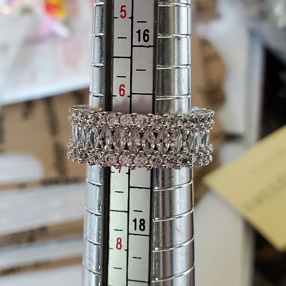 Diamond baguette crown ring with 925 band - Picture 7 of 7